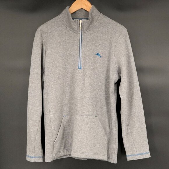 Tommy Bahama Other - Tommy Bahama Mens Ribbed Knit Lounge Quarter-Zip Shirt M Gray Pullover Golf